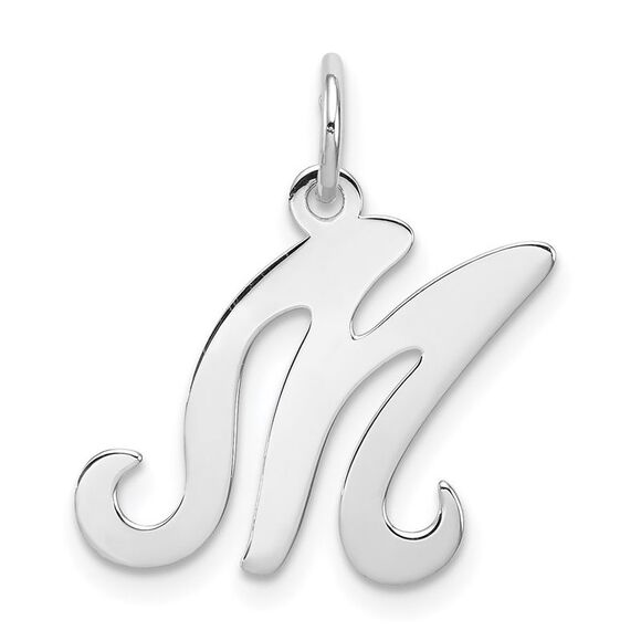 Sterling Silver, Sophia Collection, Small Script Initial M Pendant - Picture 1 of 5
